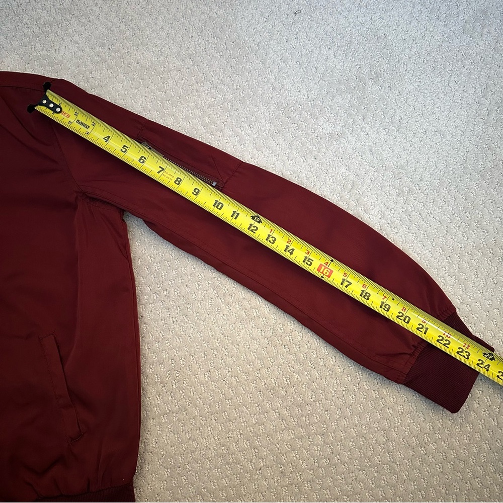 Blue Rain Maroon Satin Full Zip Bomber Jacket Y2K Streetwear | Large - Picture 8 of 9